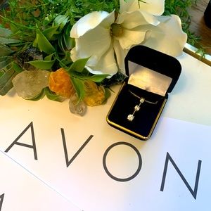 Vintage Past Present Future Drop pendant W/ Golden Chain By 90s Avon Stamped SP